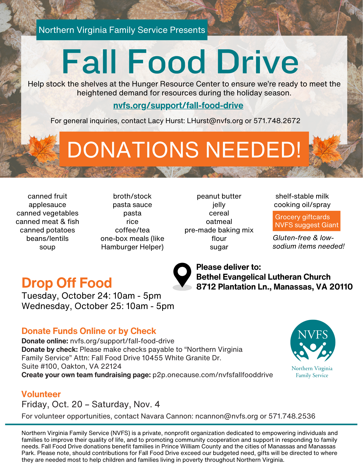 Fall Food Drive - Northern Virginia Family Service